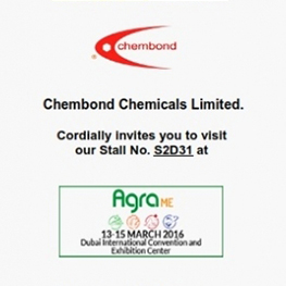 Chembond Chemicals to exhibit in Agra ME, Dubai 2016